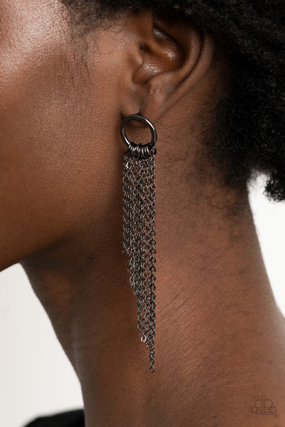 Divinely Dipping - Black Gunmetal Post Earring Paparazzi Accessories