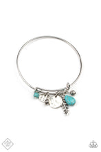 Load image into Gallery viewer, Root and RANCH Blue Stone Feather Bangle Bracelet Paparazzi Accessories