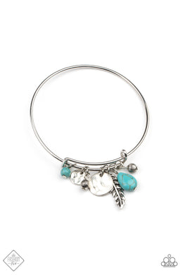 Root and RANCH Blue Stone Feather Bangle Bracelet Paparazzi Accessories