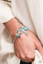 Load image into Gallery viewer, Root and RANCH Blue Stone Feather Bangle Bracelet Paparazzi Accessories