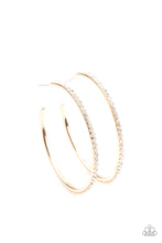 Load image into Gallery viewer, By Popular Vote - Gold Rhinestone Hoop Earrings Paparazzi Accessories