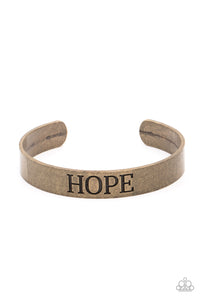 brass,cuff,inspirational,Hope Makes The World Go Round - Brass Cuff Bracelet