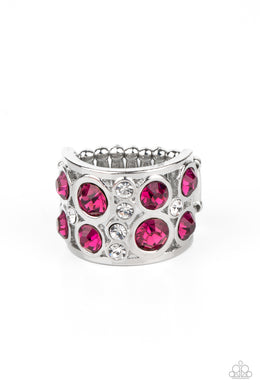 High Roller Royale - Pink Rhinestone Ring Paparazzi Accessories