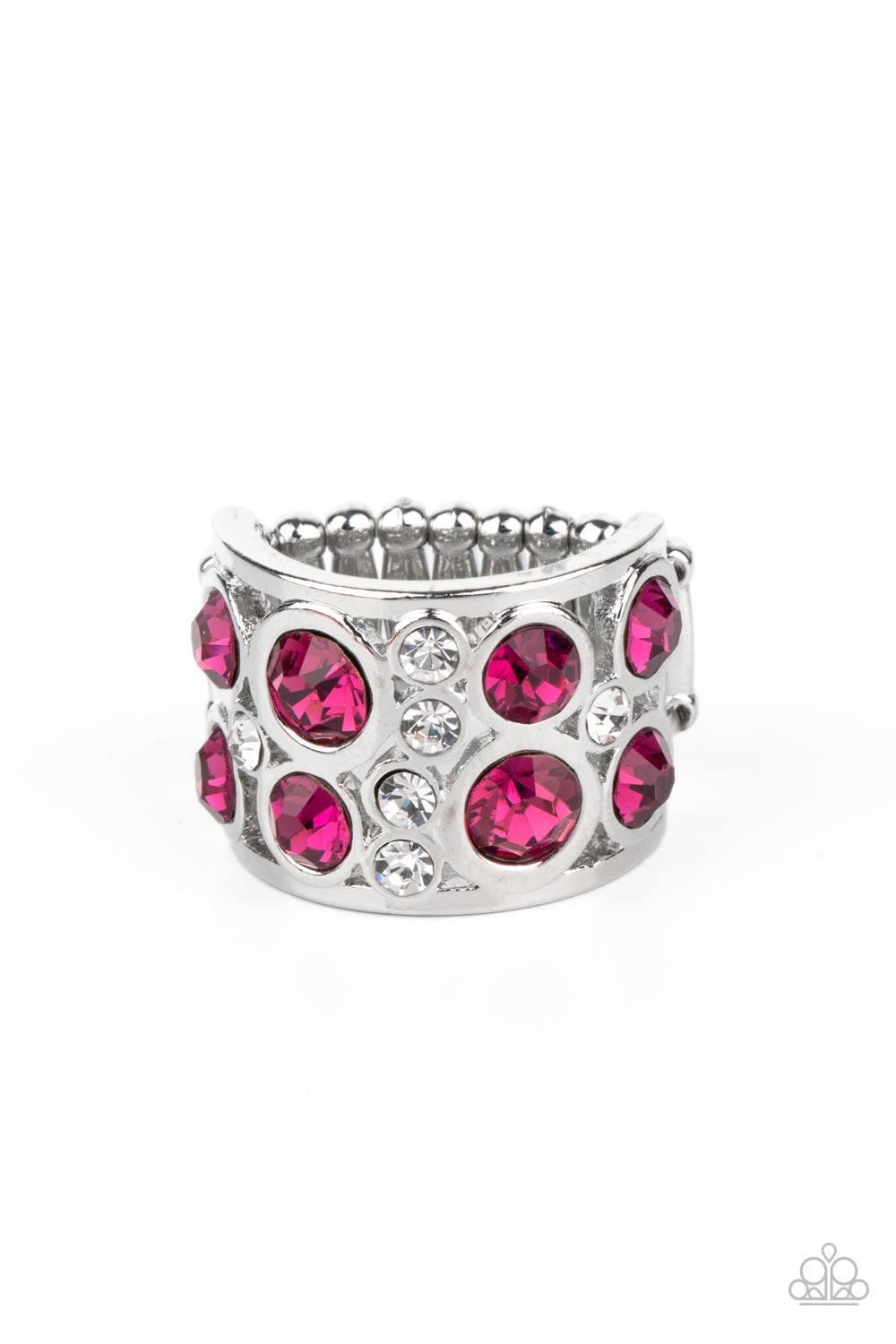 High Roller Royale - Pink Rhinestone Ring Paparazzi Accessories