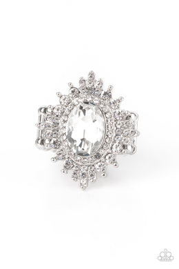 Five-Star Stunner - White Rhinestone Ring Paparazzi Accessories