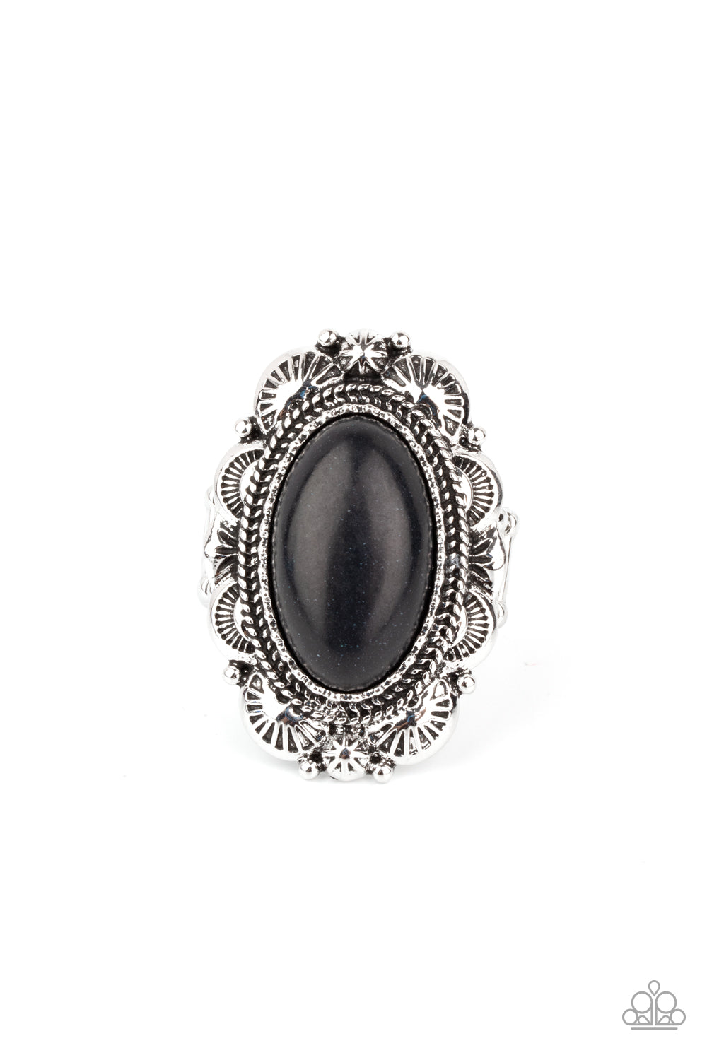 Bring Down The RANCH House - Black Stone Ring Paparazzi Accessories