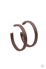Load image into Gallery viewer, Leather-Clad Legend - Brown Leather Hoop Earrings Paparazzi Accessories