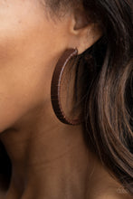 Load image into Gallery viewer, Leather-Clad Legend - Brown Leather Hoop Earrings Paparazzi Accessories