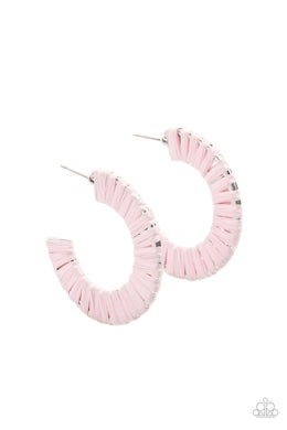 A Chance of RAINBOWS - Pink Hoop Earrings Paparazzi Accessories