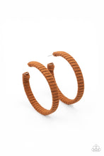 Load image into Gallery viewer, Suede Parade - Brown Leather Hoop Earrings Paparazzi Accessories