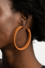 Load image into Gallery viewer, Suede Parade - Brown Leather Hoop Earrings Paparazzi Accessories