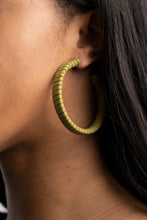 Load image into Gallery viewer, Suede Parade - Green Leather Hoop Earrings Paparazzi Accessories