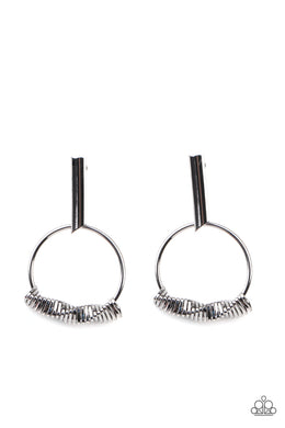 Set Into Motion - Black Gunmetal Earrings Paparazzi Accessories