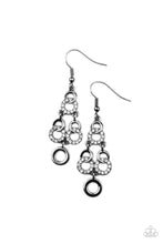 Load image into Gallery viewer, Luminously Linked - Black Gunmetal Rhinestone Earrings Paparazzi Accessories