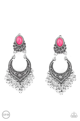 Summery Gardens - Pink Clip-On Earrings Paparazzi Accessories