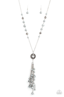 Tasseled Treasure - Silver Pearl Necklace Paparazzi Accessories