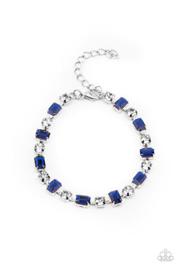 Out in Full FIERCE - Blue Rhinestone Bracelet Paparazzi Accessories