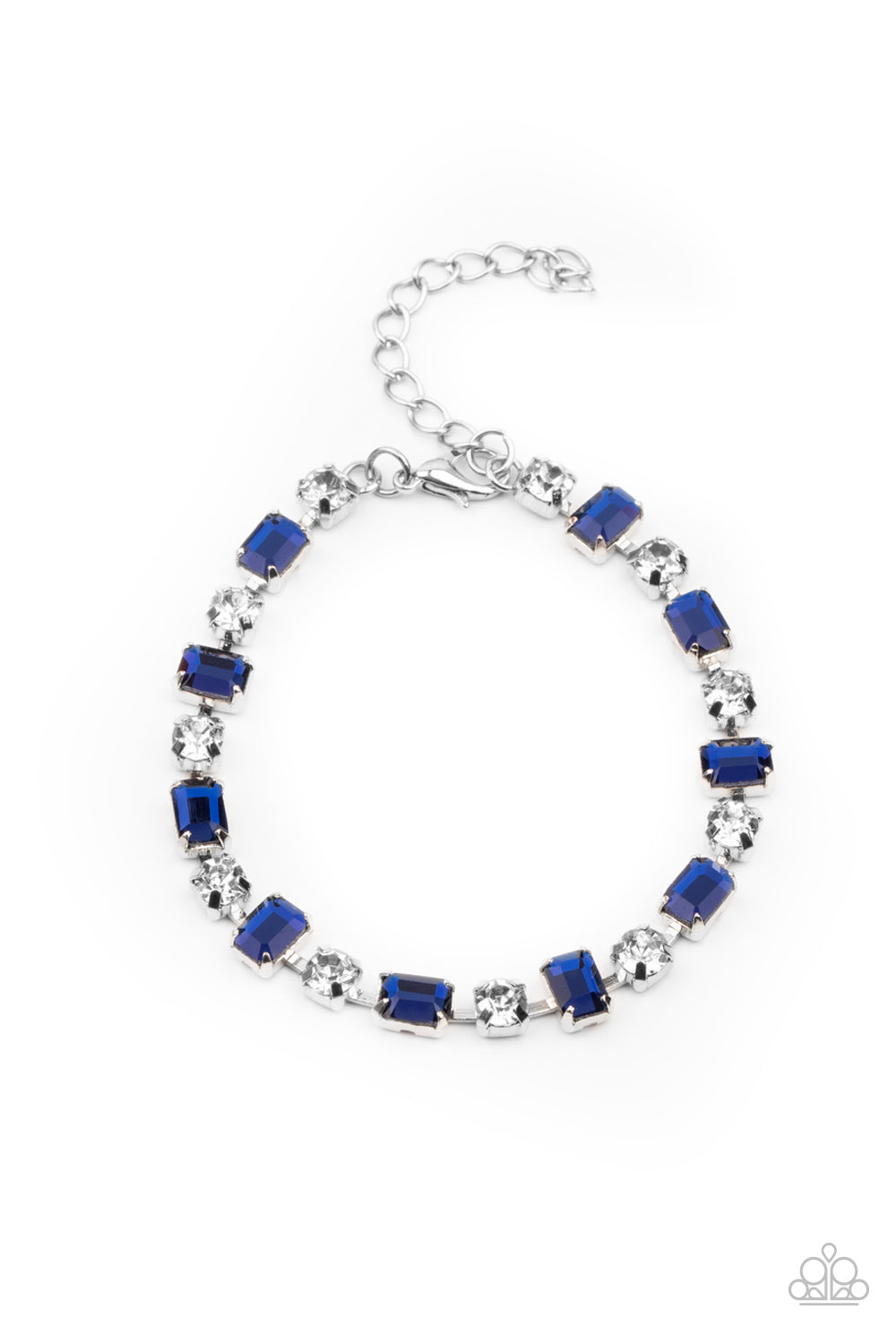 Out in Full FIERCE - Blue Rhinestone Bracelet Paparazzi Accessories