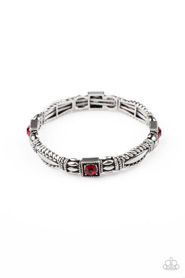 Get This GLOW On The Road - Red Rhinestone Stretchy Bracelet Paparazzi Accessories
