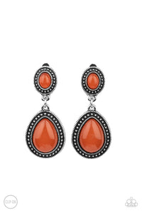 clip-on,orange,Carefree Clairvoyance - Orange Clip-On Earrings
