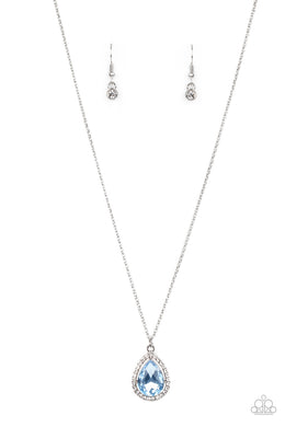 Duchess Decorum - Blue Rhinestone Necklace Paparazzi Accessories
