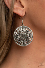 Load image into Gallery viewer, Medallion Stallion - Silver Hematite Rhinestone Earrings Paparazzi Accessories
