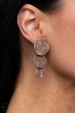 Load image into Gallery viewer, Ancient Antiquity - Copper Clip-On Earrings Paparazzi Accessories