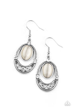 Load image into Gallery viewer, Serene Shimmer - White Cat&#39;s Eye Earrings Paparazzi Accessories