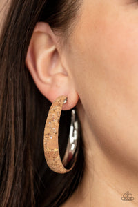 cork,hoops,silver,A CORK In The Road - Silver Hoop Earrings