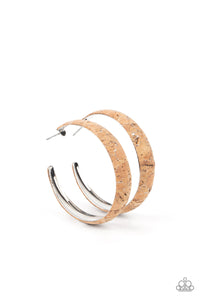 cork,hoops,silver,A CORK In The Road - Silver Hoop Earrings