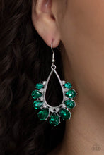 Load image into Gallery viewer, Two Can Play That Game - Green Rhinestone Earrings Paparazzi Accessories
