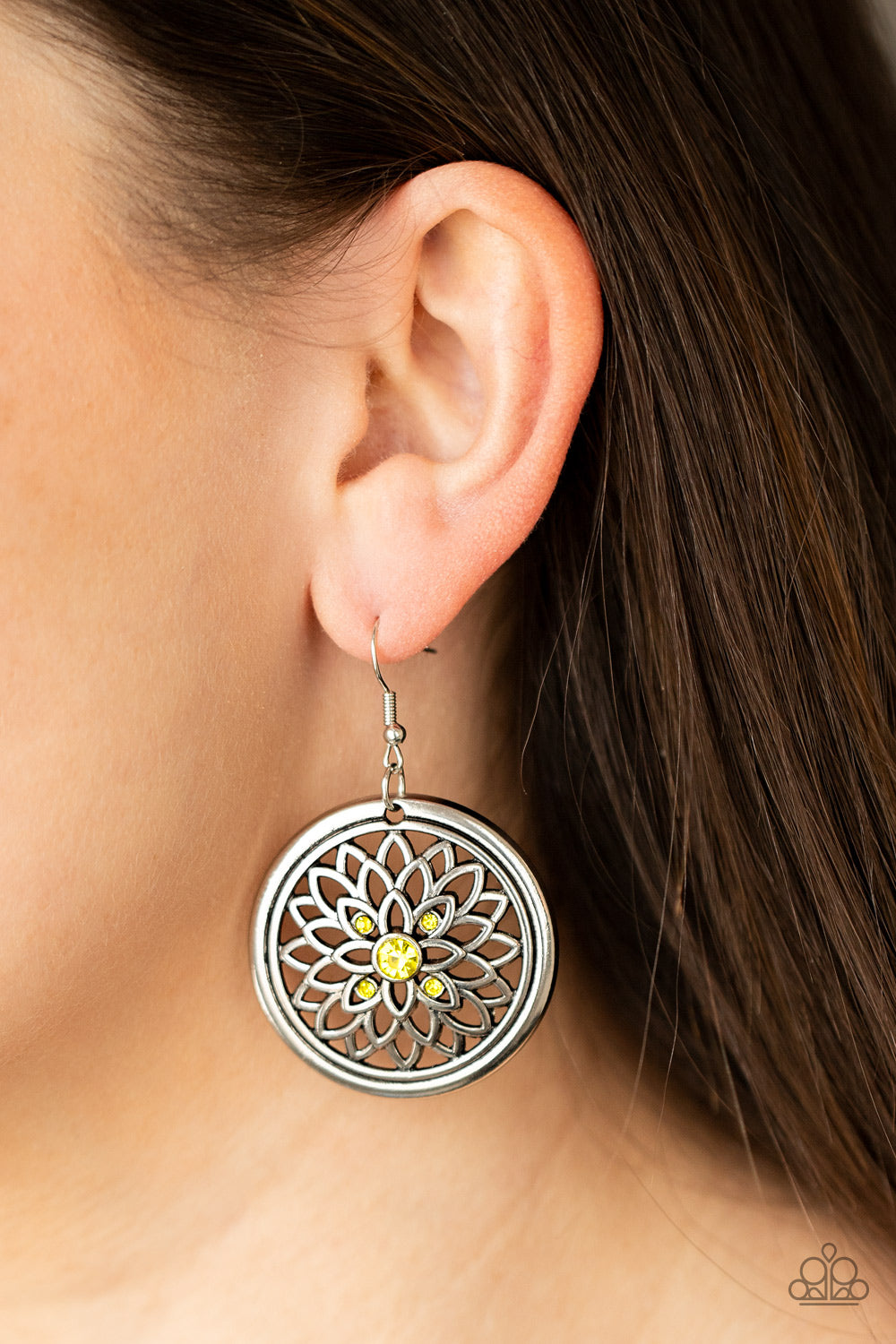 Mega Medallions - Yellow Earrings Paparazzi Accessories