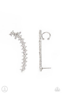 ear crawler,rhinestones,white,Let There Be LIGHTNING - White Earrings