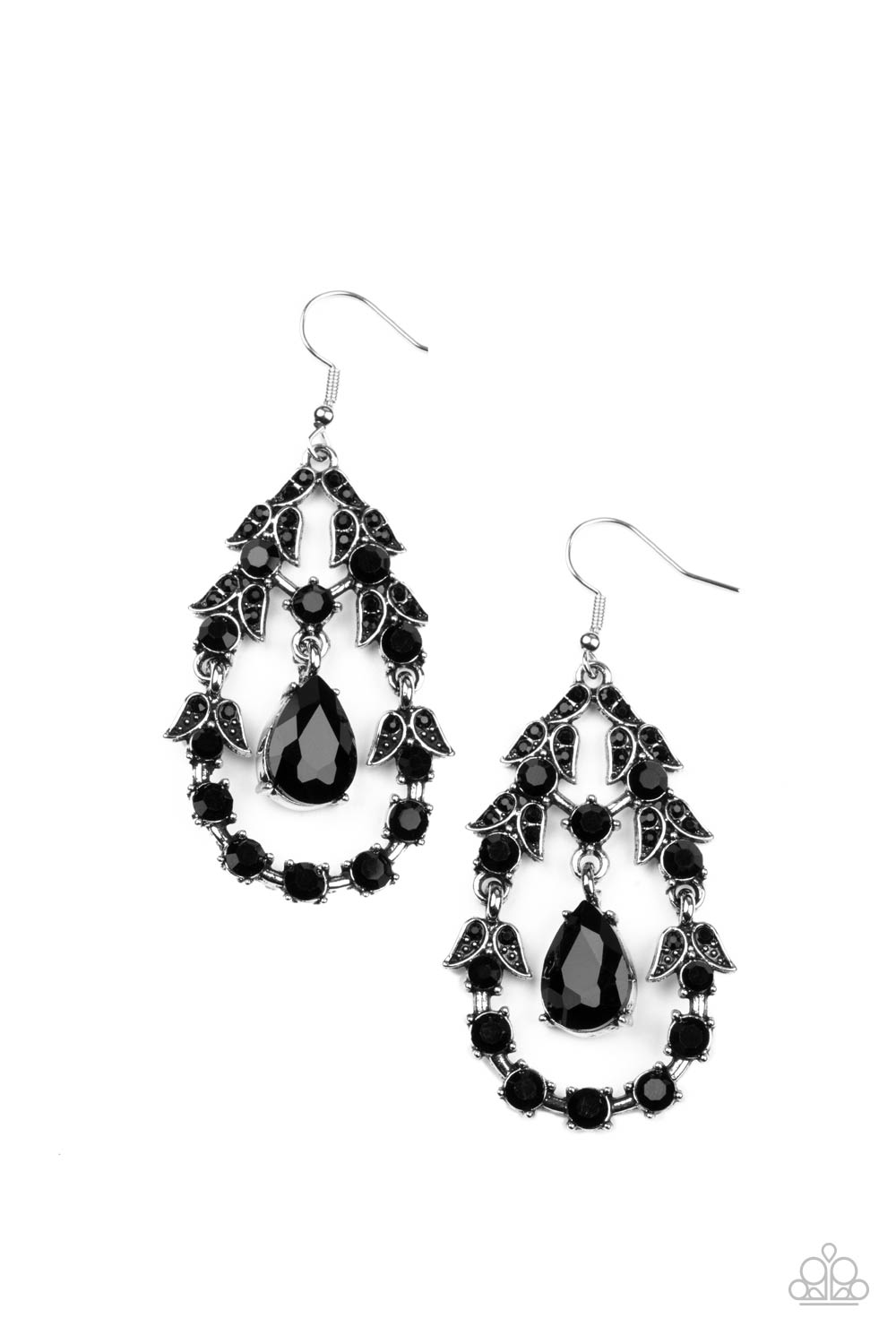 Garden Decorum - Black Rhinestone Earrings Paparazzi Accessories