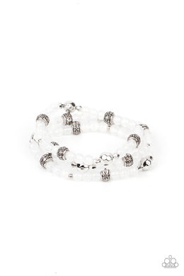 Here to STAYCATION - White Stretchy Bracelet Paparazzi Accessories