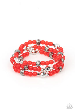 Here to STAYCATION - Red Bracelet Paparazzi Accessories