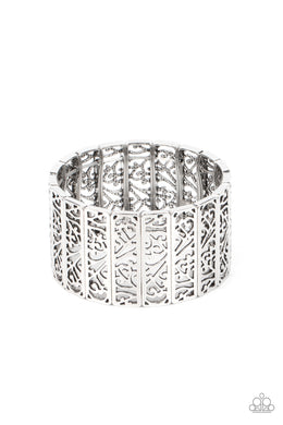 Ornate Orchards - Silver Stretchy Bracelet Paparazzi Accessories