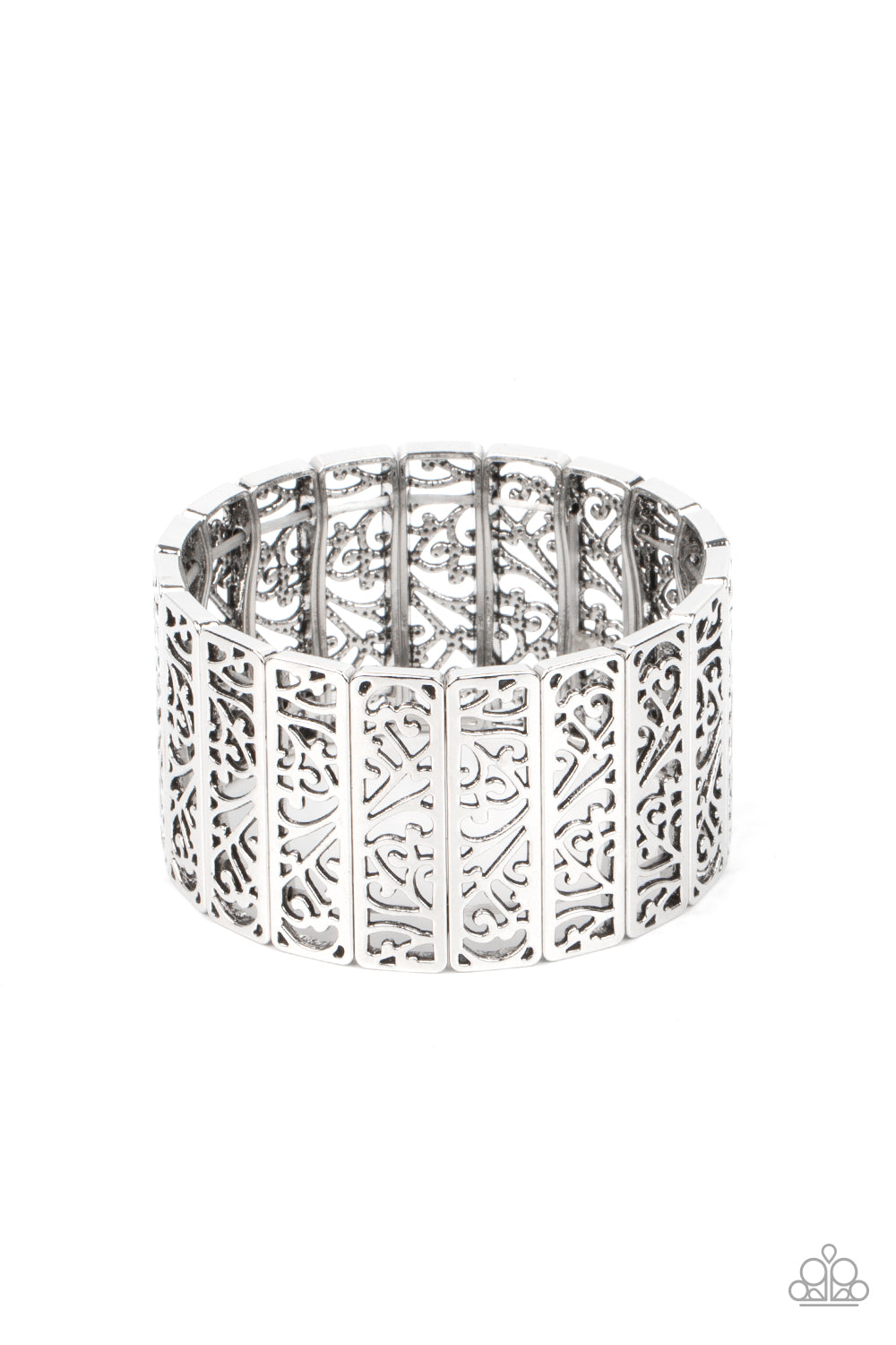 Ornate Orchards - Silver Stretchy Bracelet Paparazzi Accessories