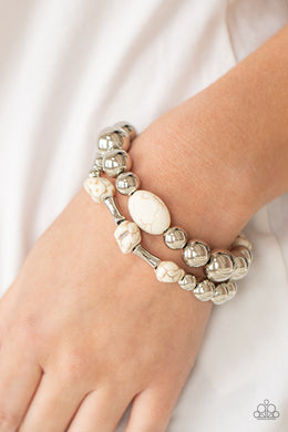 Authentically Artisan - White Stone Stretchy Bracelet Paparazzi Accessories