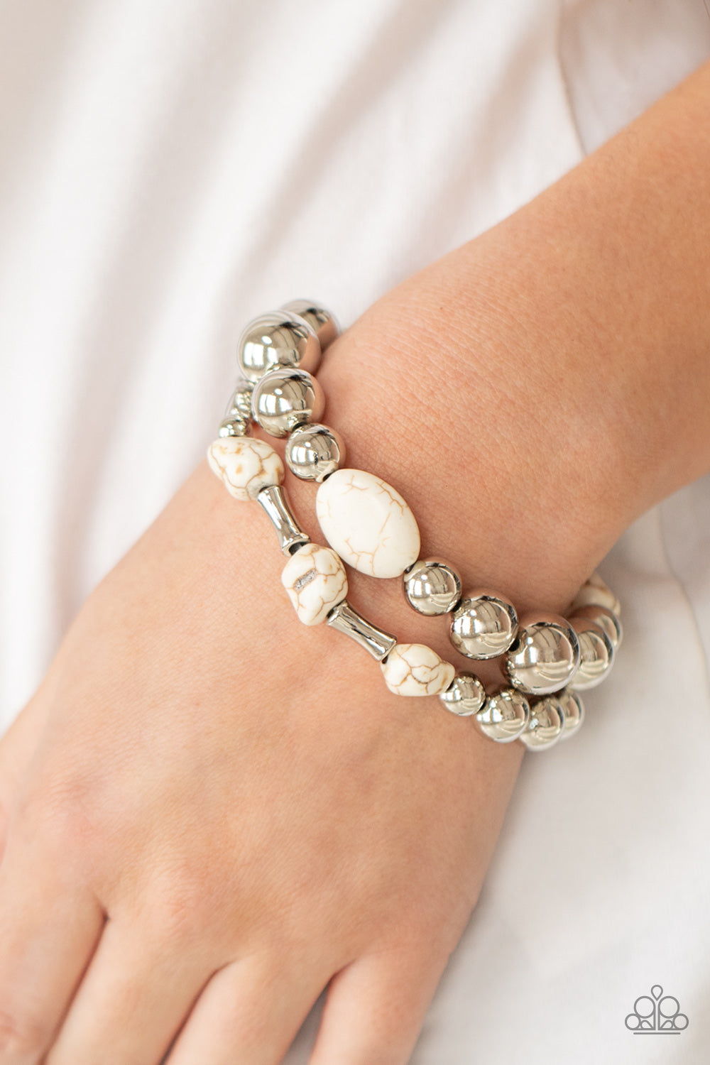 Authentically Artisan - White Stone Stretchy Bracelet Paparazzi Accessories