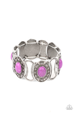Desert Relic - Purple Stone Stretchy Bracelet Paparazzi Accessories