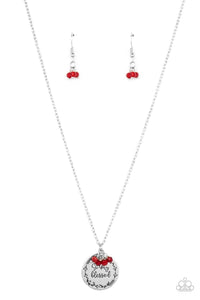 inspirational,red,short necklace,silver,Simple Blessings - Red Necklace