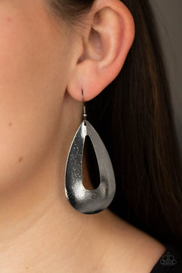 Hand It OVAL! - Black Gunmetal Earrings Paparazzi Accessories