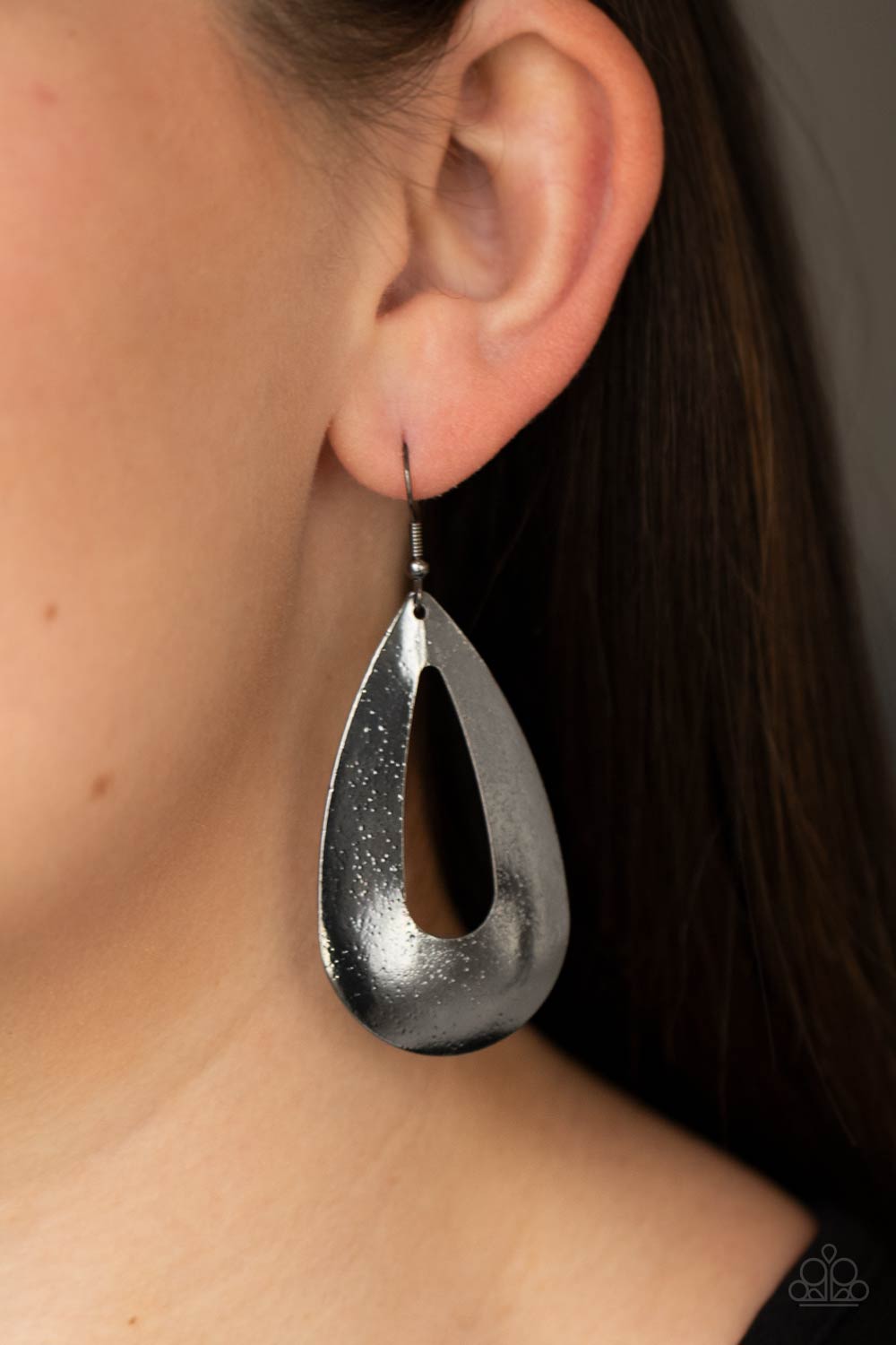 Hand It OVAL! - Black Gunmetal Earrings Paparazzi Accessories