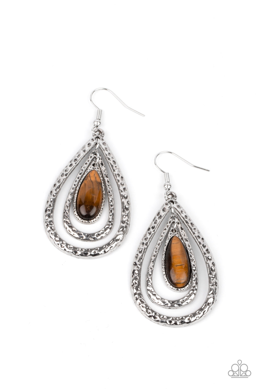 Teardrop Torrent - Brown Tiger's Eye Earrings Paparazzi Accessories