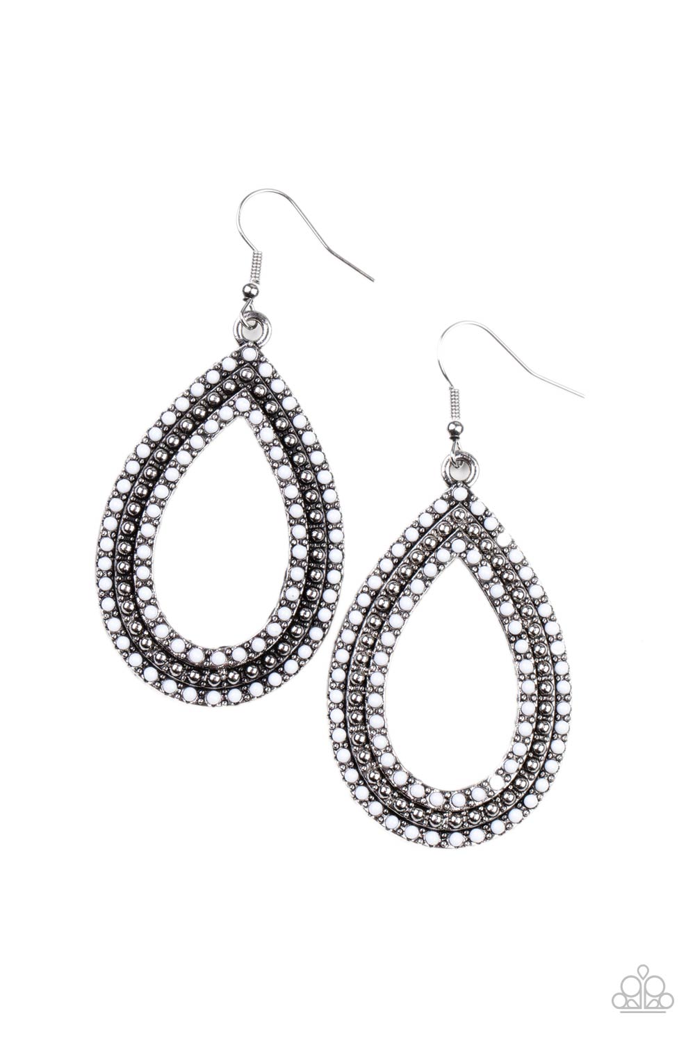 Tear Tracks - White Earrings Paparazzi Accessories