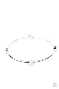 Bangles,opal,rhinestones,white,Gleam-Getter - White Opal Rhinestone Bangle Bracelet