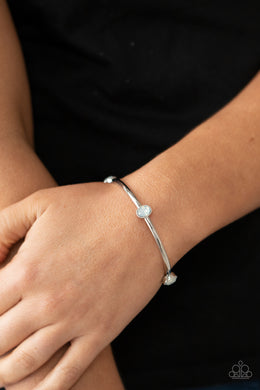 Gleam-Getter - White Opal Rhinestone Bangle Bracelet Paparazzi Accessories