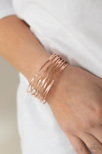 Load image into Gallery viewer, Nerves of Steel - Rose Gold Cuff Bracelet Paparazzi Accessories