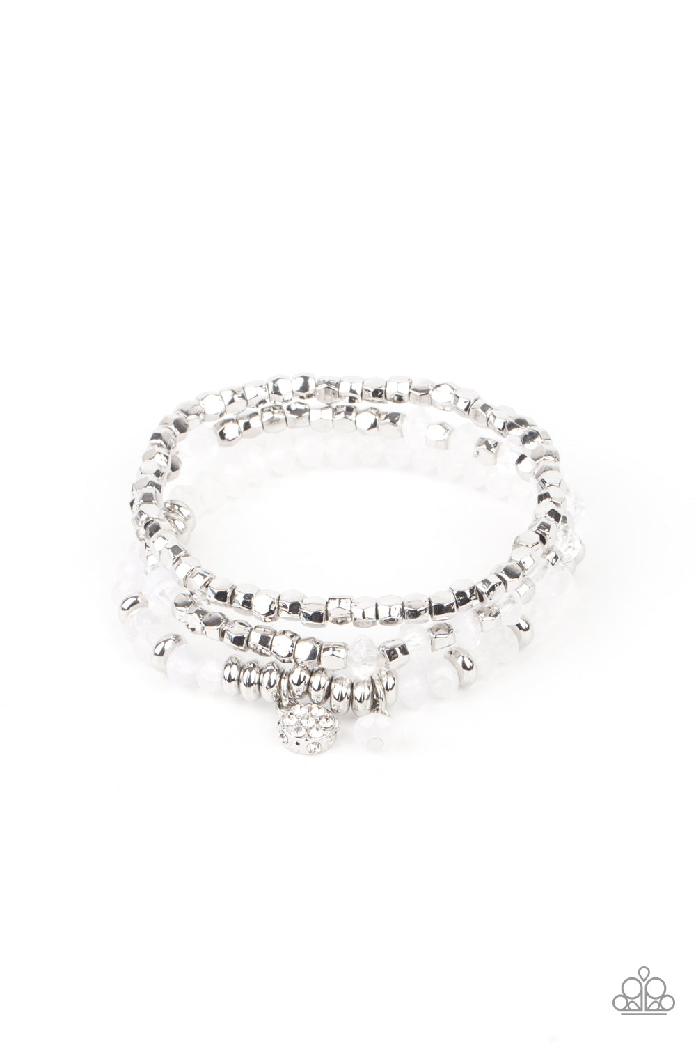 Glacial Glimmer - White Stretchy Bracelets Paparazzi Accessories